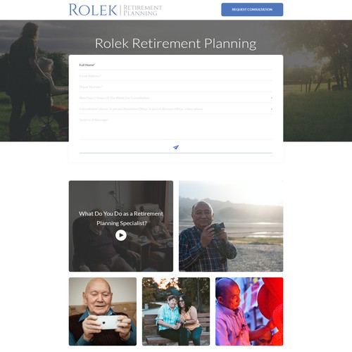 Landing Page Design for Rolek Retirement Planning