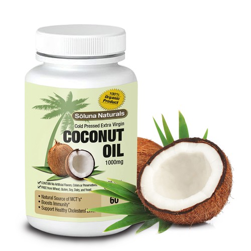 Coconut Oil Softgel Supplement Label Design