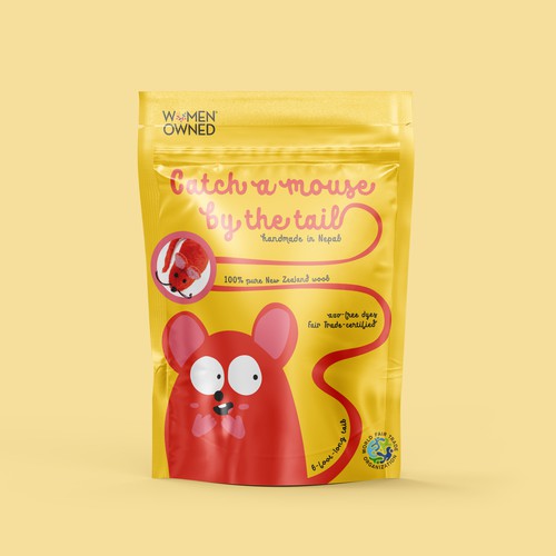 Fun and bright packaging for a cat toy