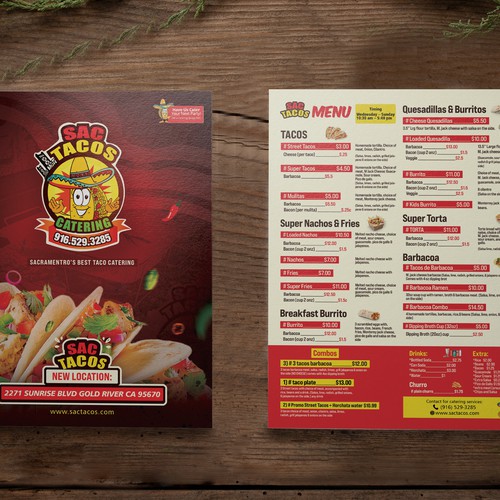 Food menu flyer for restaurant