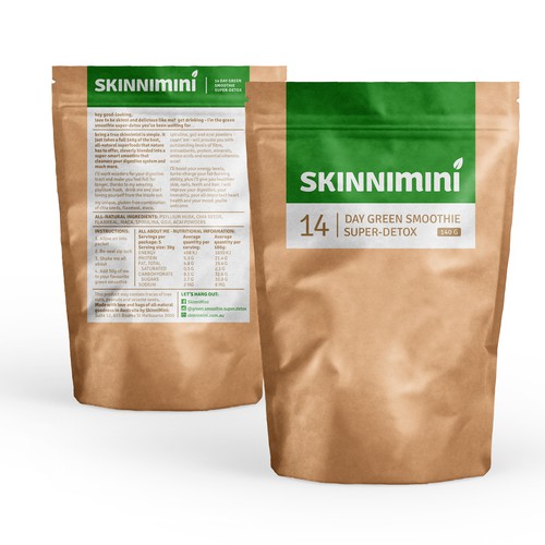 MINIMALIST PACKAGE LABEL DESIGN - A superfood blend powder for your favourite green smoothie