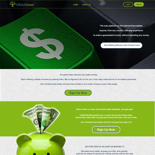 Landing page design