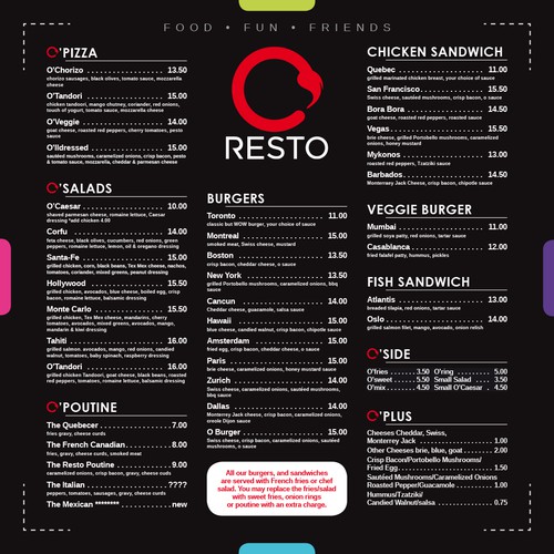 NEW MENU DESIGN ORESTO LOUNGE