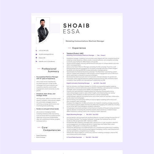 A Digital Marketing CV