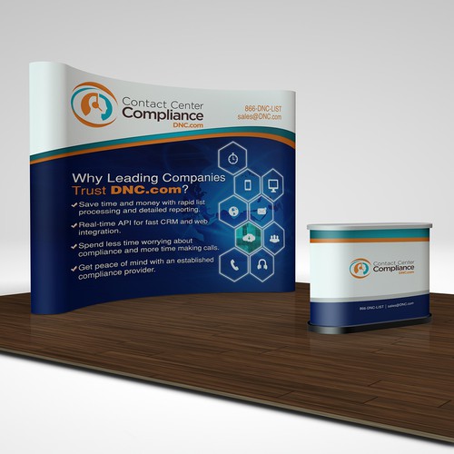 Trade show booth for Contact Center Compliance.