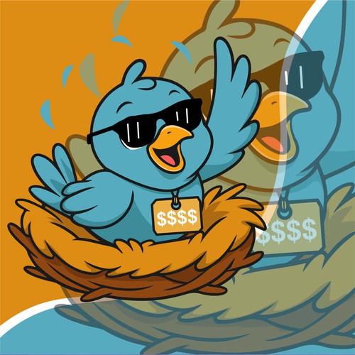 Cartoon bird mascot logo