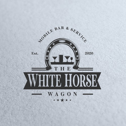 bold logo concept for white horse wagon