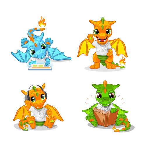 Cute dragon with a bit of an attitude to teach kids to read