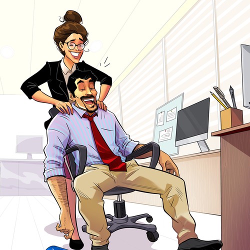 4 colorful funny Office Buddy Illustrations