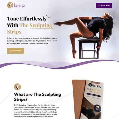 Landing page deign for a beauty product
