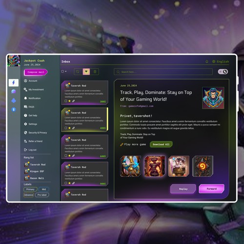 Gaming Dashboard UI Design