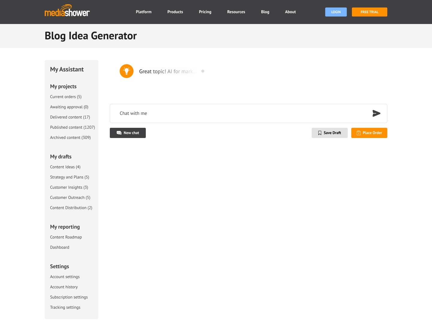 UI UX design for our Marketing Assistant