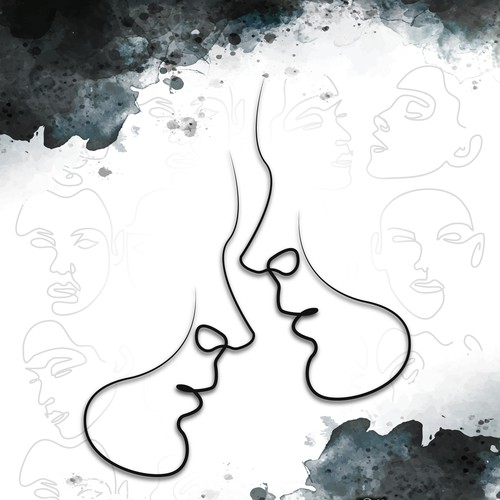 One-line art book cover Faces