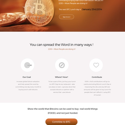 Start the global bitcoin lunch movement, with a great web landing page.