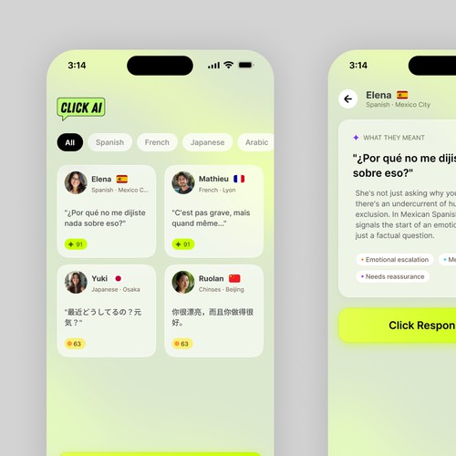 ClickAI app screen design