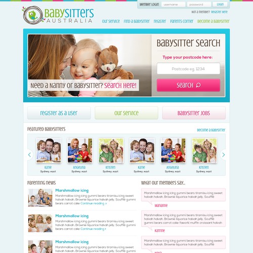 New website design wanted for Babysitters Australia