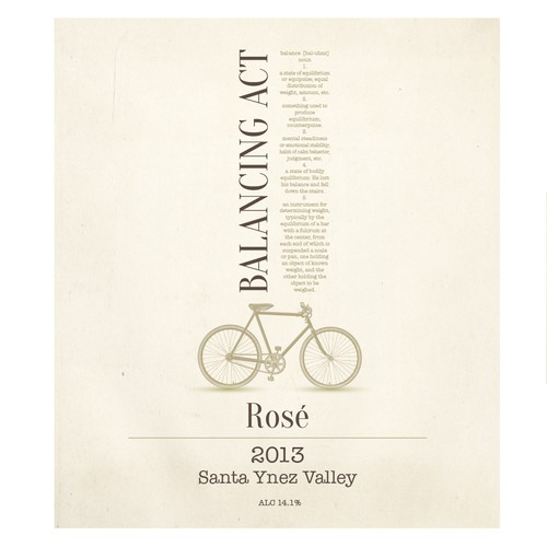 "Balancing Act" wine label design.