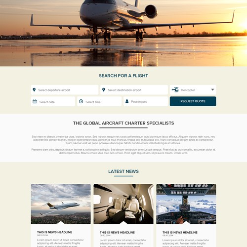 Homepage for a Private Jet and Helicopter Charter company