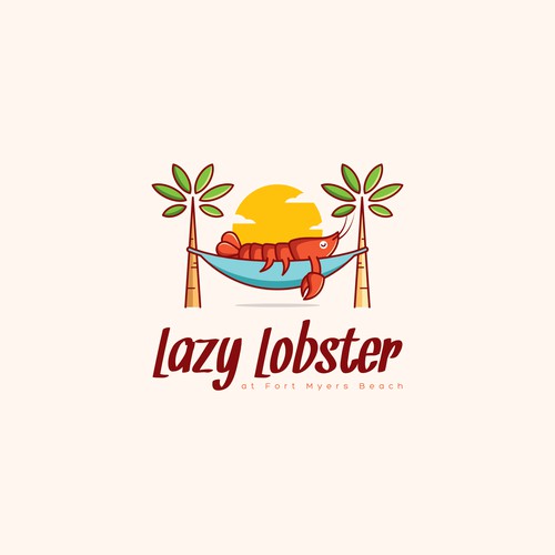 Cute lazy lobster logo