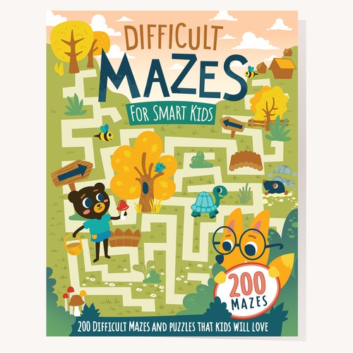 Difficult Mazes For Smart Kids book cover design