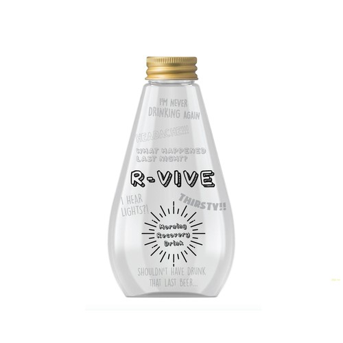 Playful and fun bottle design for hangover drink