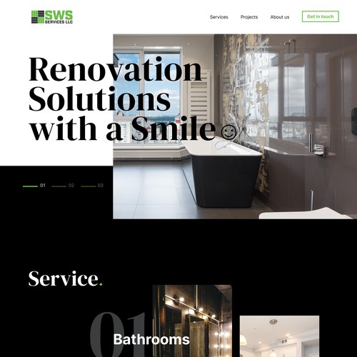Landing page design for home renovation company 