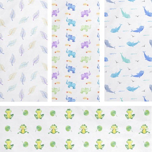 Unisex designs for set of 4 baby blankets