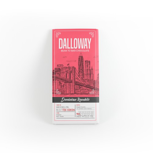 Label for Dalloway chocolate company
