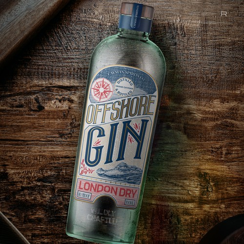 Illustrated label for Gin
