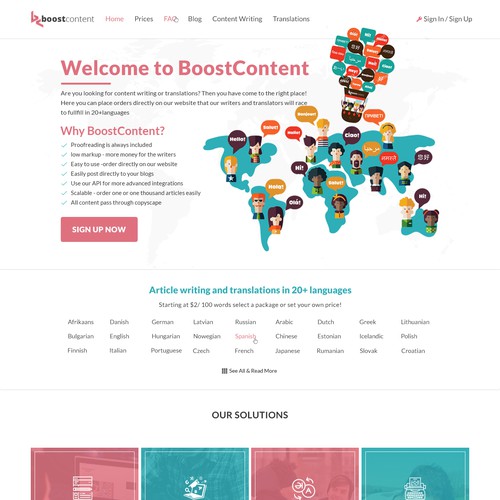 Web design for content writter and translator site