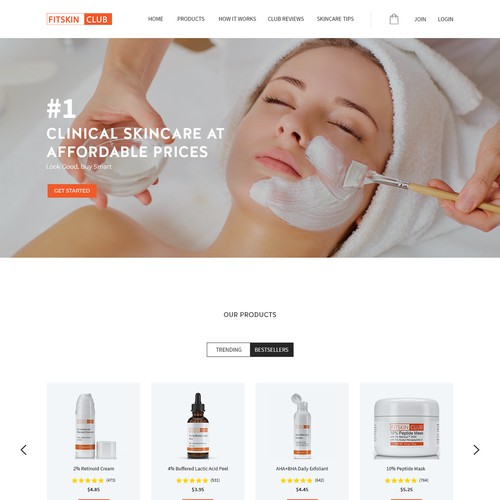 Design a homepage for a disruptive skincare club.