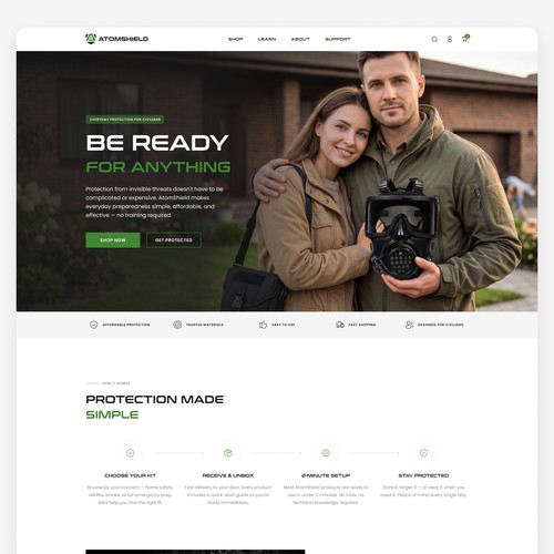 AtomShield Landing page