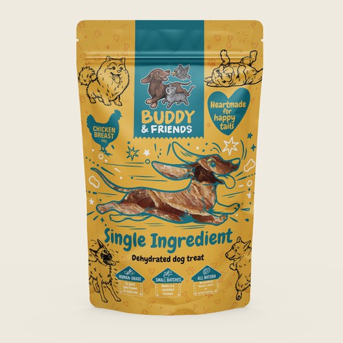 Illustrative Pet Treat Packaging for Buddy & Friends