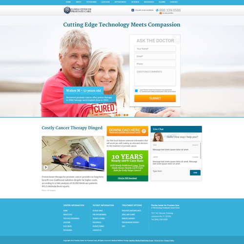 Create a beautiful landing page for cancer treatment center