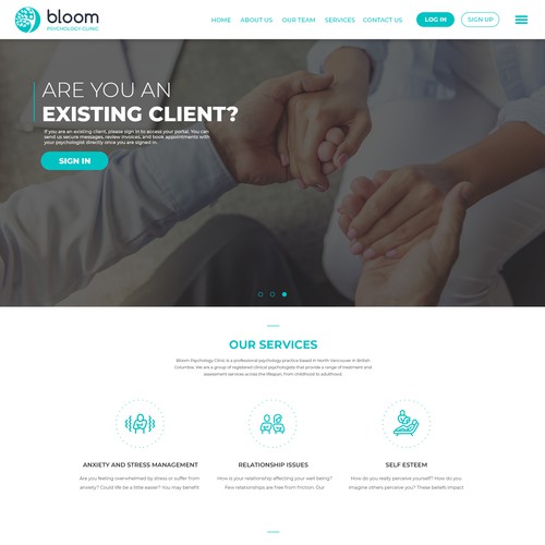 Bloom Psychology Homepage design