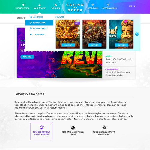 An online gaming site redesign navigation