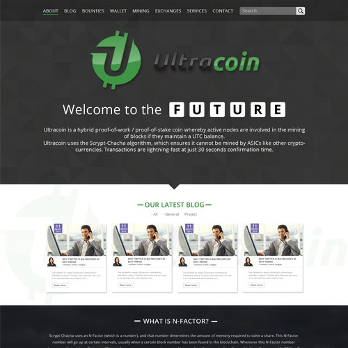 Create a stunning modern website for the cryptocurrency Ultracoin!