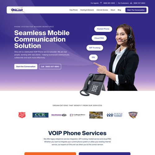 Internet company landing page 