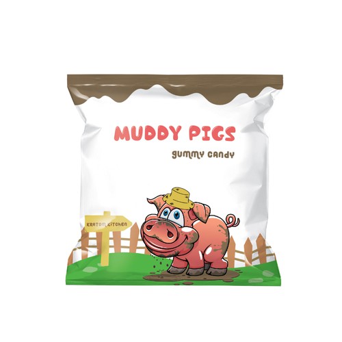 packaging design for muddy pigs gummy candy