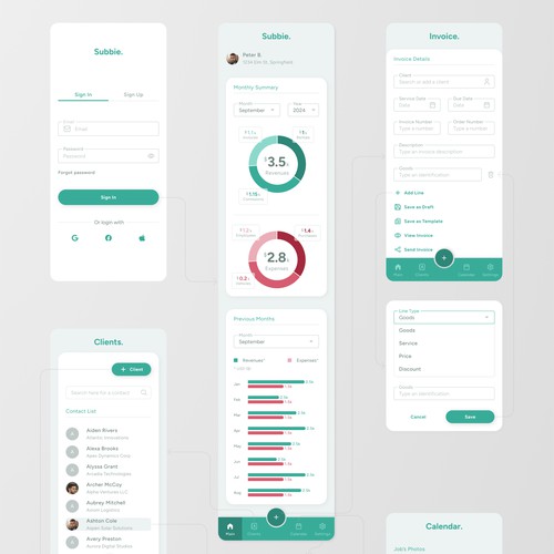 Mobile Application Design for Business Management App for Freelancers