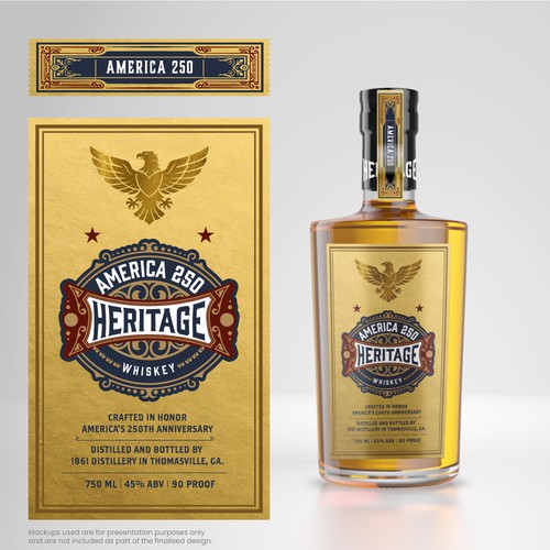 Bottle label for America 250 Heritage Whiskey