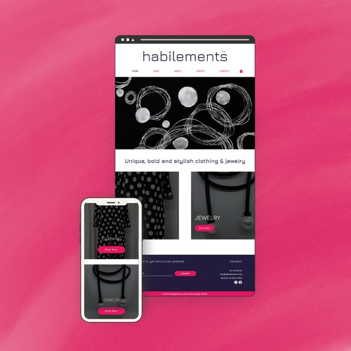 Wix Website design for a vintage clothing e-commerce shop.