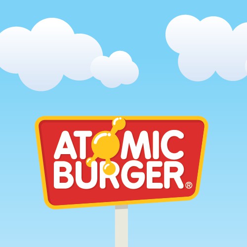 Atomic Burger Logo and Street Sign Design