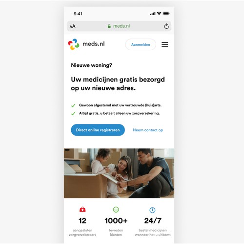 Meds.nl landing page design (mobile)