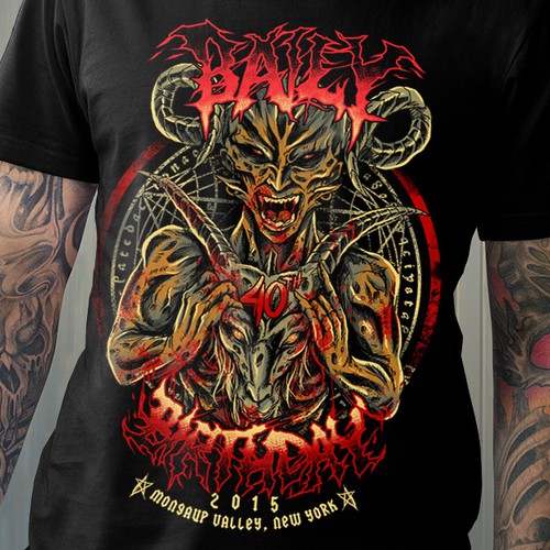 Design a HEAVY METAL t-shirt that's loud, obnoxious, evil and bloody