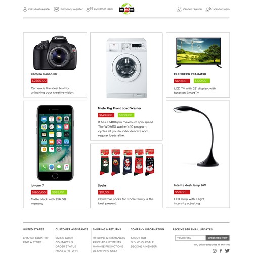Design a brand new e-commerce webpage for "Continental B2B"