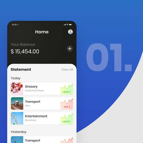 Fintech app UI design