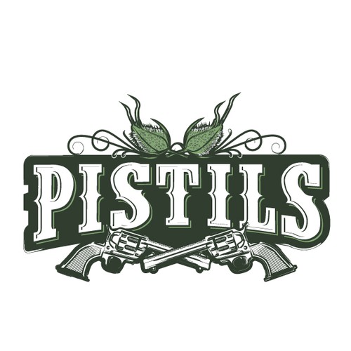 Marijuana inspired western themed restaurant logo