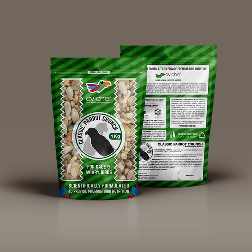 Design packaging labels for AviChef Bird Food