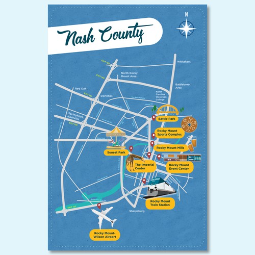 Nash County Map Illustration